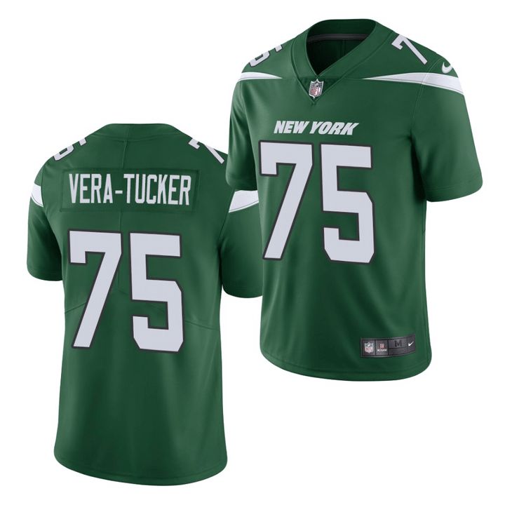 Men New York Jets #75 Alijah Vera-Tucker Nike Green Vapor Limited NFL Jersey